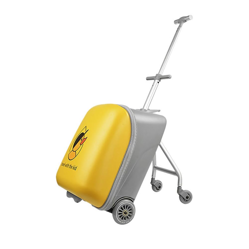 3-in-1 Kids Ride-On Suitcase, 20 Inch Hardside Children's Luggage with Detachable Stroller & Safety Rail, Lightweight Carry-On for Air Travel, Gift for Boys & Girls (Yellow)