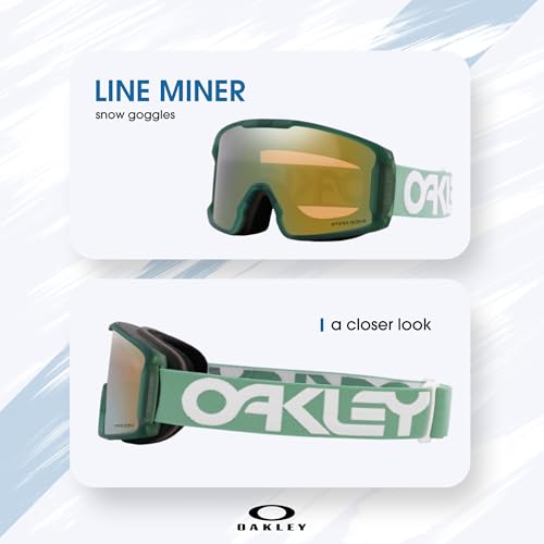 Image of Oakley Line Miner LARGE /MEDIUM Ski Goggles for Men for Women | In Matte Black, FP Black & Navy W Prizm Sapphire. Bonus kit: cleaning spray, cloth, screwdriver & mirror.