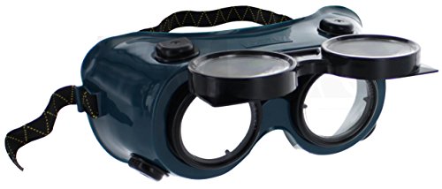 RAM-PRO Flip-Up Front Welding Goggles | 50mm Eye Cups, Oxy-Acetylene Shade #5 Lens Safety Glasses – Use for Welding, Soldering, Torching, Brazing & Metal Cutting (Great as Steampunk Costume)