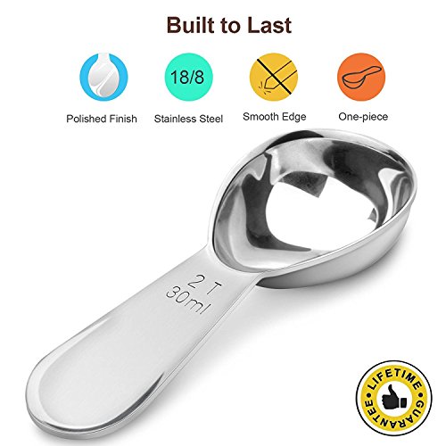 1Easylife Endurance 18/8 Stainless Steel Coffee Scoop, 2 Tablespoon (30ML) Exact, Pack of One