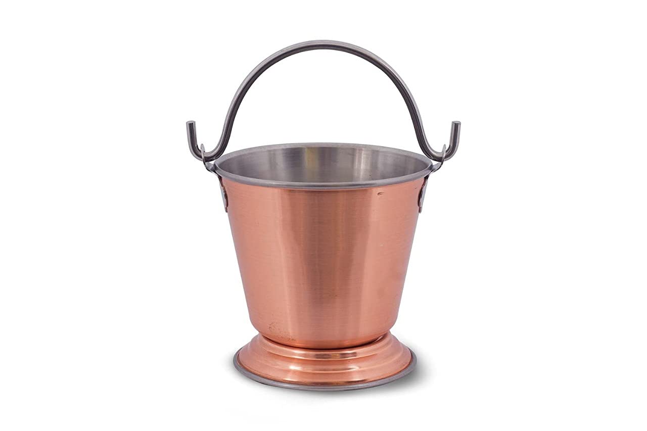 XODI Steel Copper Bucket Balti, Used in Serving Food (Dishes), Home, Hotel - Tableware - (300 ML)
