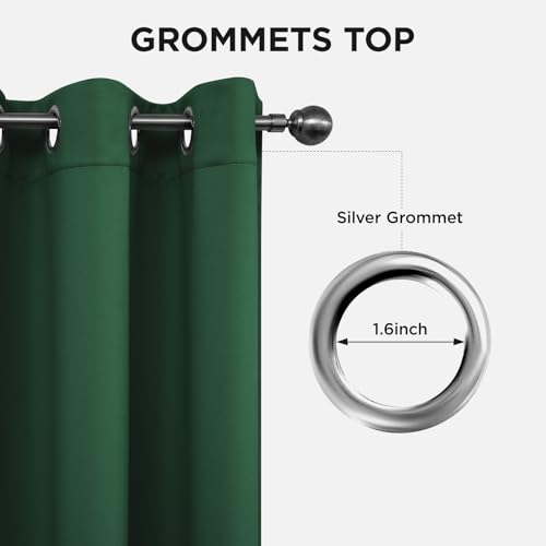 Image of Joydeco Blackout Curtains 63 Inchs Long 52 Wide Black Out Curtains 2 Panels, Thermal Insulated Long Curtain& Drapes Room Darkening Grommet Drapes for Living Bedroom Window (W52 x L63 Inch, Dark Green)