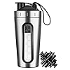 Protein Shaker Bottle, 28oz Shaker Bottles for Protein Mixes and Pre Workout, Visible Window, Stainless Steel Shaker Bottle Leak Proof (silver)