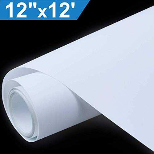 Heat Transfer Vinyl HTV for T-Shirts 12 Inches by 12 Feet Roll (White)