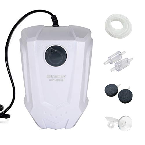 Upettools Aquarium Air Pump Oxygen Pump Adjustable Air Aerator Pump for Fish Tank with Air Pump Accessories (6W 2Outlets Air Pump)