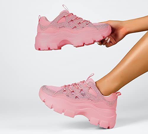 Image of LUCKY STEP Women Chunky Platform Dad Colorblock Casual Lace-Up Walking Sneakers