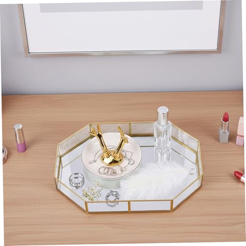 Plateau miroir doré pour commode et rangement cosmétique