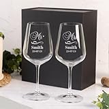 Wanapix | Pack 2 Copas de Vino Personalizadas | Estuche de Regalo Incluido | Copa de Cristal Grabada para Vino | Con Nombre o Texto | Pack de Copas de Cristal | Mr & Mrs