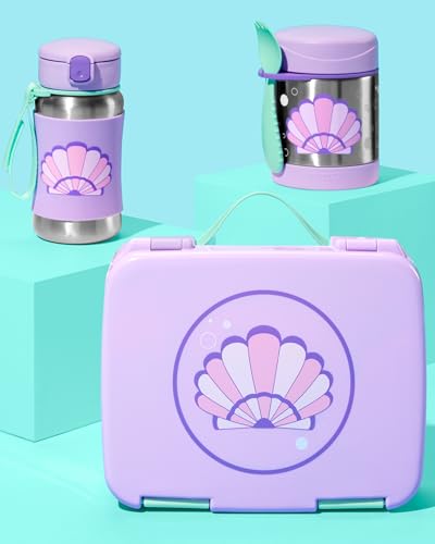 Image of Skip Hop Toddler Sippy Cup with Straw, Sparks Stainless Steel Straw Bottle, Seashell