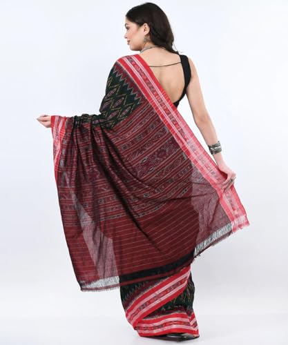 Image of Nuapatna Cotton Saree of Odisha Ikkat Orissa Traditional Handloom Sari | Bomkai | Pata | Nuapatana | sambalpuri saree | khandua patta sare | without Blouse S6