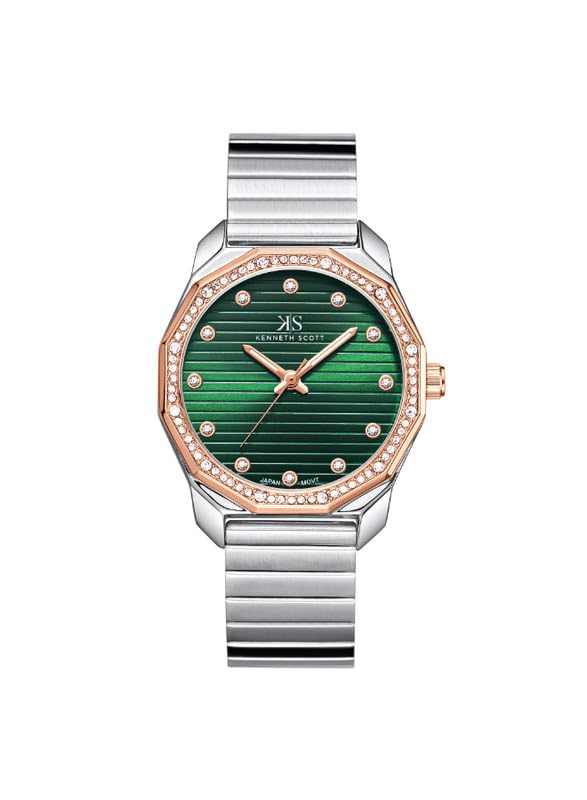 Kenneth Scott Women's Watch, Analog Display and Stainless Steel Strap - K24505-KBKH, Silver