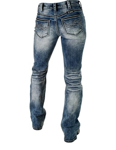 Cowgirl Tuff Western Jeans Womens DFMI Bleach 25 Reg Med Wash JBLEAC4
