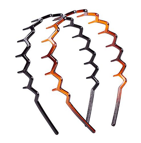 2PCS Plastic Sharks Tooth Hair Comb Headband Hair Hoop Women Girls Hair Accessory (1 Black +1 Brown Color) (A#)