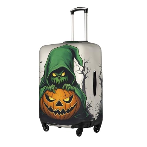 Green Ghost Horror Halloween Pumpkin 1 Tsa Approved Luggage Cover For 18-32 Inch Suitcases Scratch-Resistant Stretch Luggage Cover2
