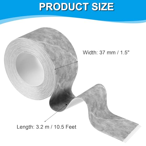 Image of PATIKIL Caulk Tape 1.5 inch x 10.5 Ft, Self Adhesive Sealing Tape Waterproof Toilet Tub Caulk Sealant Strip Sealing Trim for Kitchen Bathroom Toilet Bathtub Sink Countertop, Dark Grey