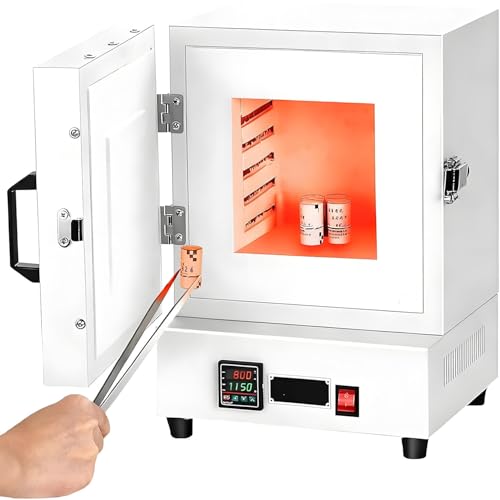 HajMyrdonyx Horno Mufla Cerrado Laboratorio, 1150 ℃ Control Programa Integrado, Horno Mufla Cerámico Alta Temperatura, 2000 W Horno Calcinación Eléctrico, Pantalla Inteligente Temperatura