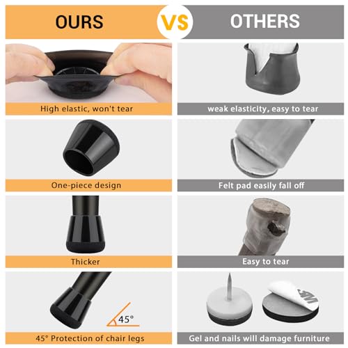 Image of 16 Pcs New Chair Leg Protectors for Hardwood Floors, Silicone Chair Leg Floor Protectors, Floor Protectors for Chairs, Chair Leg Caps Protect Wooden Floors from Scratching, Won't Tear