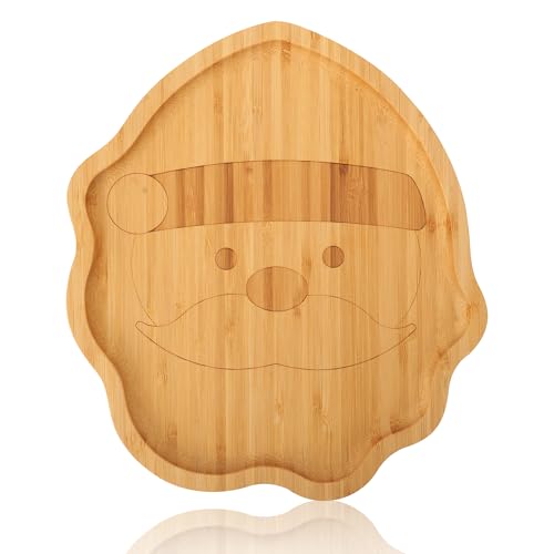 TJ POP Kleine Bambus Servierplatte Weihnachten 25x22x1.5cm–Tablett...