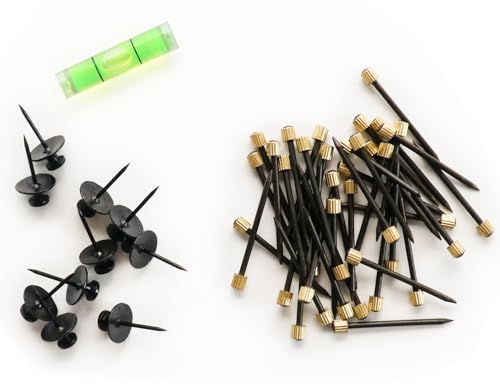 Image of VINIUSIKI Picture Hanging Kit, 50 Pieces Wall Nails with Spirit Level, Black Steel Hardware for Frames Up to 20 lbs