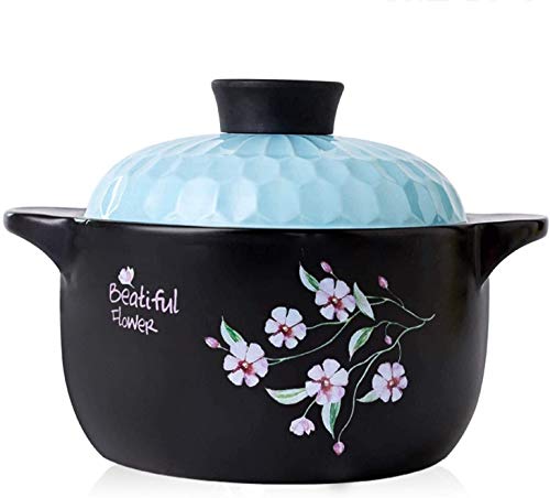 Cazuela clásica de cerámica refractaria con tapa, olla para guiso resistente a altas temperaturas, olla de salud, olla esmaltada de cerámica, cacerola de cerámica para el hogar (color: , tamaño: 4 L