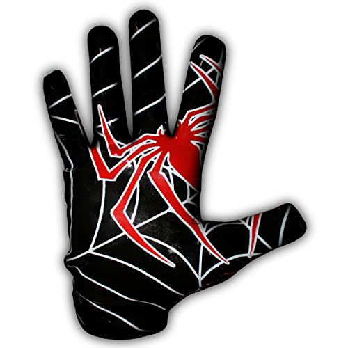 Taqcha Spider Youth Football Gloves - Tacky Grip Skin Tight Adult Football Gloves - Pro Elite Super Sticky Receiver Football Gloves - Youth Sizes (M-L) #TOP3