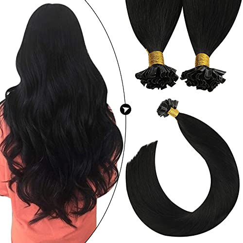 Keratin U Tip Hair Extensions Human Hair 22 Inch Remy Hair Extensions U Tip 50strands Keratin Hair Fusion Hair Extensions Off Black #1B Nail Tip Hair Extensions Human Hair