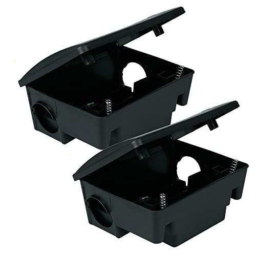 ZENO Rat Trap Box - 2 Piece | Humane Rat Bait Box | Tamper Proof Stations for the Safe Control of Poison & Pest Traps | Large Indoor Mouse Trap | Heavy Duty | Indoor & Outdoor Usage (Empty)