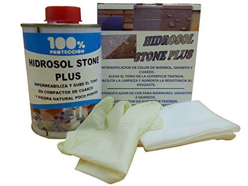 Intensificador de color de mármol, granito y cuarzo. Bayeta y guantes incluidos. HIDROSOL STONE PLUS 500 cc Cover