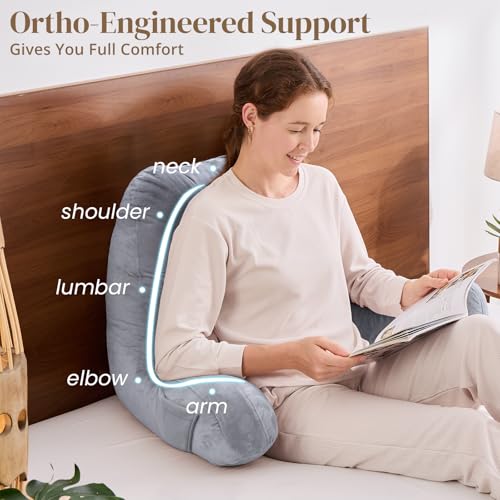 Image of Sasttie Reading Pillow for Bed, Back Pillow for Sitting Up, Dark Grey