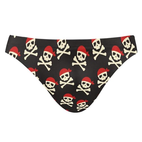 JHKKU Mens Pirate Skull Swim Briefs Sexy Bikini Swimwear Quick Dry Swimsuit with Drawstring XXXL