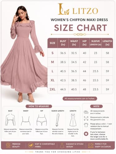 Image of LITZO Women's One Piece Dress - Georgette Solid Color Western Gown | Long Sleeve Square Neck Fit & Flare Flared Hem Design | A-Line Maxi Dress for Women | New Year Party Outfit (NO-35-38)