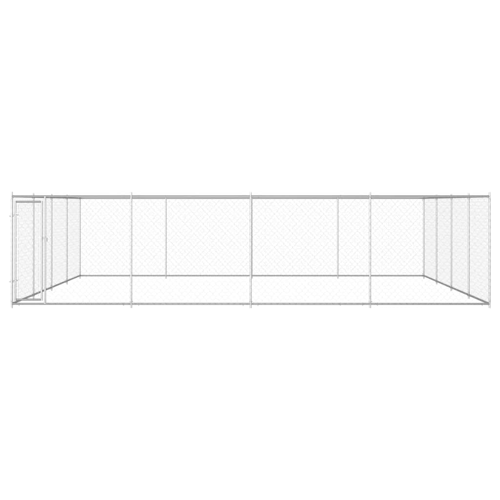 Recinto per Cani in Acciaio Zincato 760x760x185 cm Argento