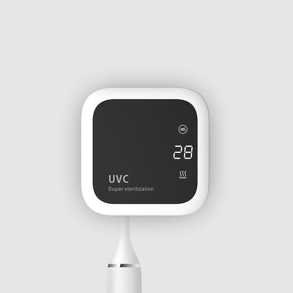 Cepillo de dientes desinfectante UV, soporte portátil con temporización, recargable inalámbricamente, 1000 mAh, montado en la pared para baños, funciones de protección