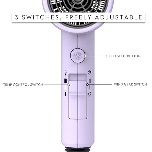 Image of AINA Hair Dryer with Diffuser,Comb Full-Featured Blow Dryer 110V(Purple) | 3 Heat /2 Speed;Cold shut button;Lightweight;Compact Size;High Temp;Low Airflow;Same Results;Less Expense