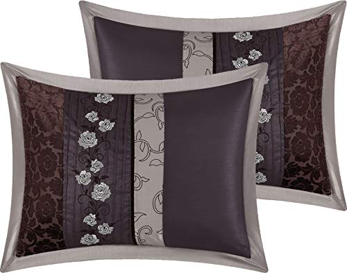 Nanshing Riley Collection Bedroom Comforter Complete 7 Piece Set, Queen, Purple #TOP3
