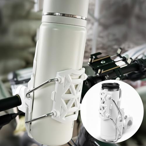 Image of STHIRA Motorcycle Bottle Holder, Riding Water Bottle Holder, Adaptive Folding Bottle Holder for Motorcycle, Durable Nylon Material, 360 Rotatable Angle Design, Bike Motorcycle Accessory, White
