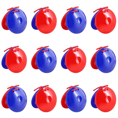 EASTROCK 12 peças de castanetas de plástico para instrumentos de dedo de castanetas, dedos de mão, c