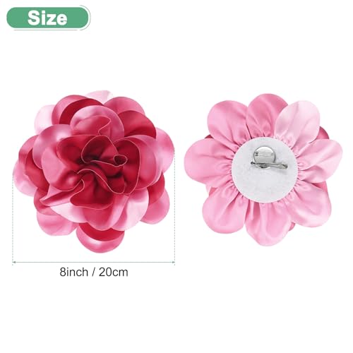 Image of M METERXITY Extra Large Rose Flower Brooches, Lapel Pins Dainty Satin Fabric Big Camellia Oversized Brooch Pin for Women