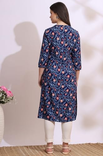 Image of W for Woman Pink Bold Geometric Printed Pure Cotton Straight Kurta