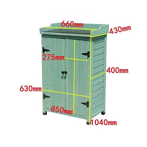 QILIN Garten-Schrank, Hölzerner Gartenschuppen-Werkzeugschrank, Lagerregal 66 X 43 X 104 cm, Verwendet Für Gartengeräte… – Bild 8