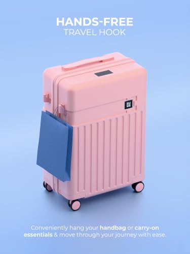 Image of EUME Classic Cabin 55 Cm Trolley Bag Small Size for Travel, Pink Blaze | Polycarbonate (PC) 8 Hinomoto Wheels Suitcase | Small Trolley Bag for Luggage