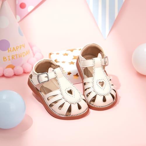 Image of Kolan Toddler Girl Sandals Open Toe Flat Princess Dress Shoes Little Kids