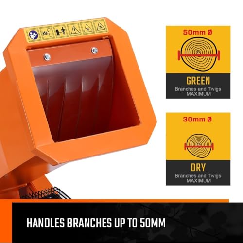 Image of 7 HP Wood Chipper Shredder | Heavy Duty Petrol Operated Garden Mulcher Machine | Tree Branch Cutter | Agricultural Waste Crusher | Farming Equipment | 2-Year Warranty & Customer Support
