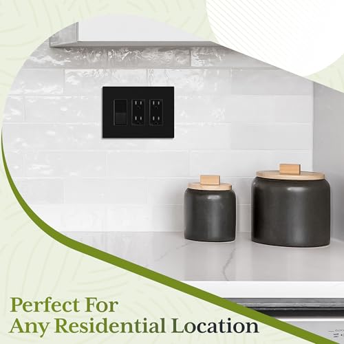 TG 3-Gang Matte BLack Mid-Size Screwless Decorator Wall Plate, 2 Pack by TG - Used condition - Image 4