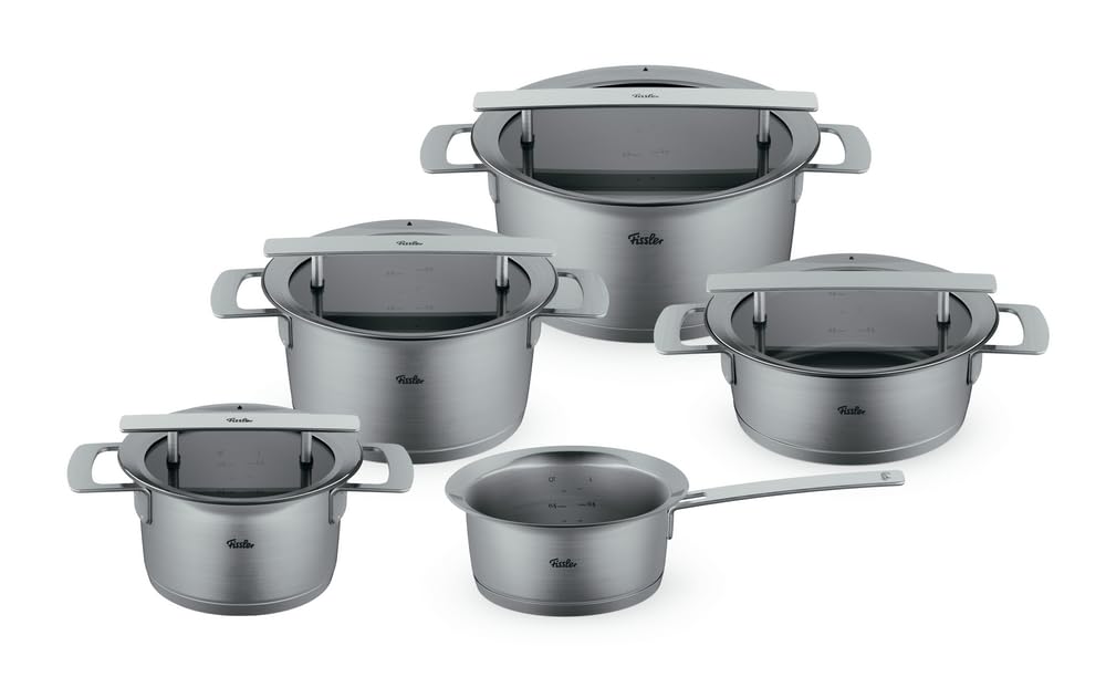 Fissler Phi Collection® Topfset 5-teilig – Made in Germany, Edelstahl 18/10, CookStar® Boden, stapelbar konisch, Design von Phoenix Design, Induktion