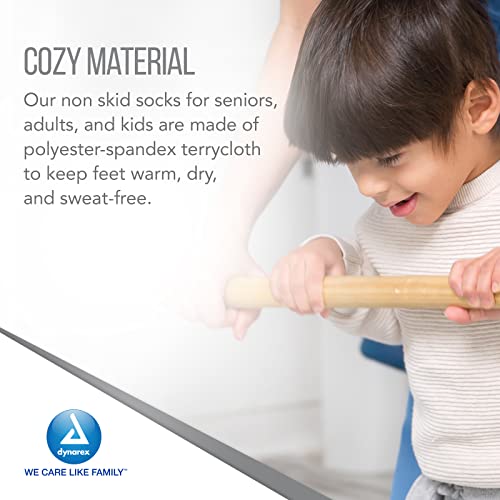 Image of Dynarex Slipper Socks with Grips for Women & Men - Single-Sided Anti-Slip Grippy Socks with Elastic Band - Warm, Fuzzy, Lightweight, No Latex - 48 Pairs per Case (2XL)