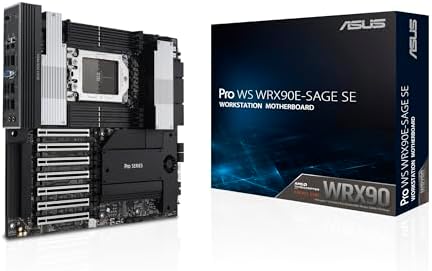 ASUS WRX90E-SAGE SE motherboard showing seven PCIe 5.0 x16 slots
