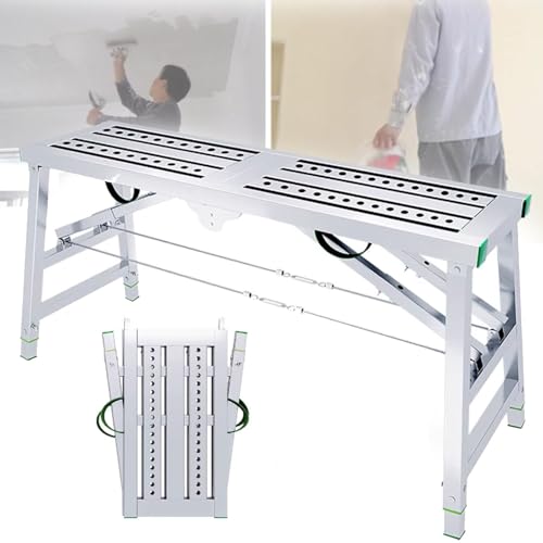 Plataforma de trabajo plegable, torre de escalera de aluminio portátil, altura ajustable multiusos, clasificación de trabajo de 400 kg