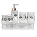 LAGUTE 5PCS Vintage Classic Luxury Bathroom Bath 3D Decor Accessories Collection Set for Hotel & Home with Soap dispenser, Toothbrush Holder, Toothbrush Cup, Soap Dish (White)