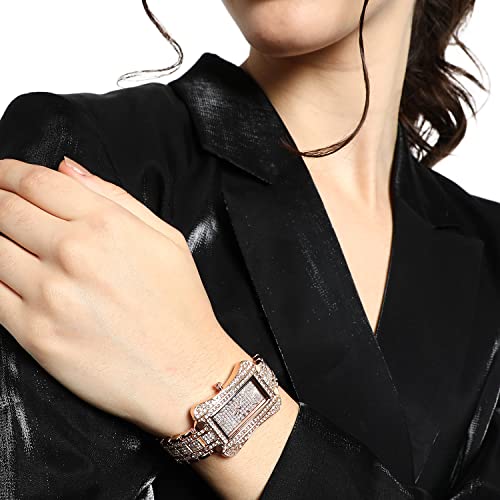 Image of Haute Sauce Women's Embellished Analog Dial with Stainless Steel Strap | Battery Power | Foldover Closure | Quartz Movement | Fashion Wrist Belt Watch for Female and Girls
